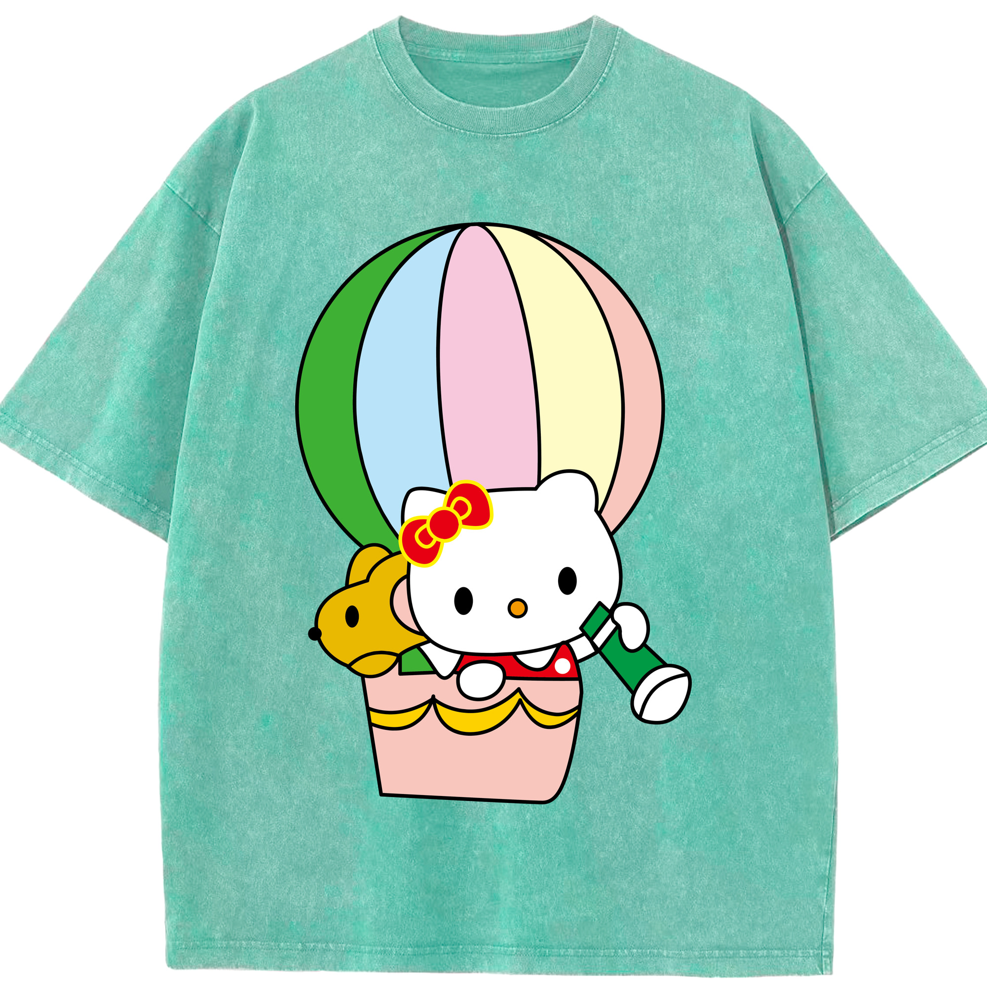 （画像用） Hello Kitty ハローキティ 綿100% ヴィンテージ風 半袖Tシャツ（フロントプリント）